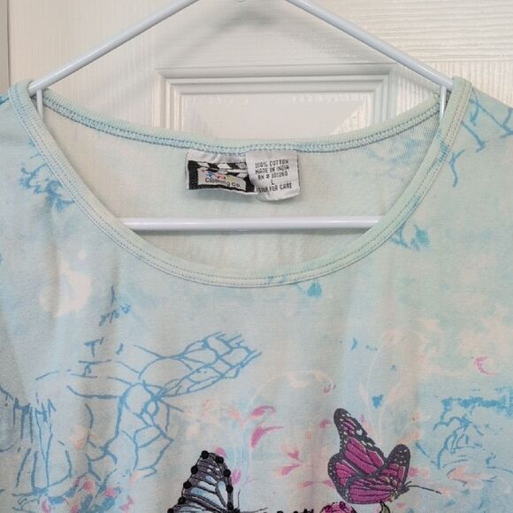 Colorful Butterfly and Floral Long Sleeve Top - Picture 3 of 7